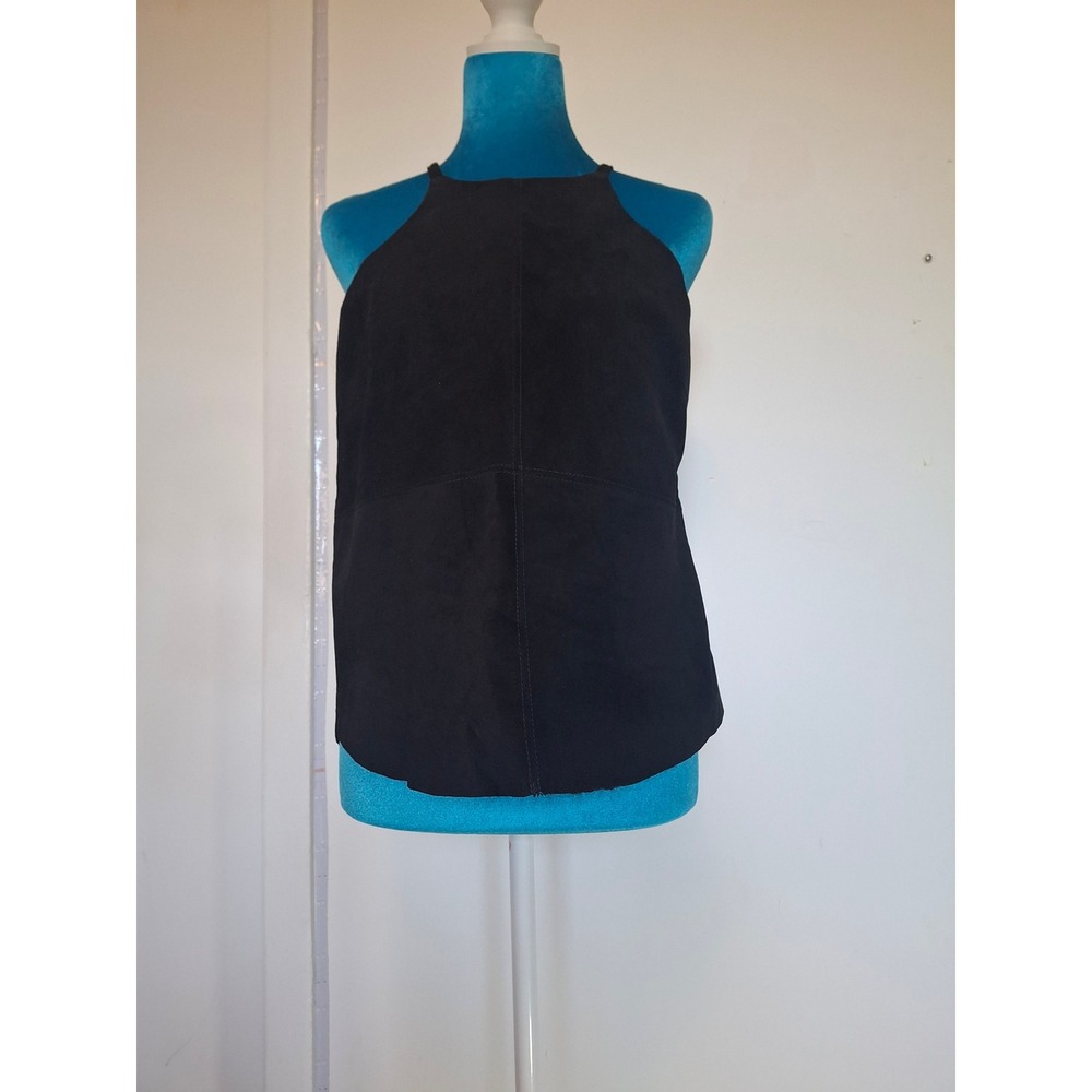 Townsen Black Suede Leather Halter Top T-Back Side Zip FW15-T609LT Womens Medium